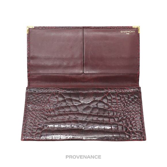 🔴 Givenchy Long Wallet - Burgundy Crocodile Leather - Picture 5 of 8